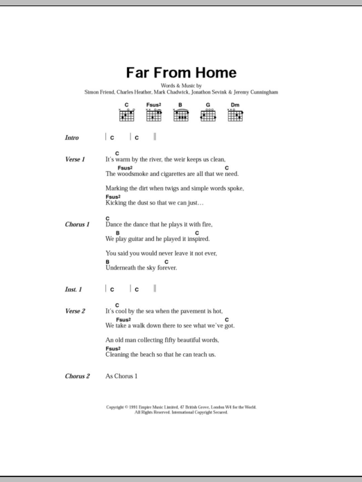 The Levellers Far From Home sheet music notes and chords arranged for Guitar Chords/Lyrics