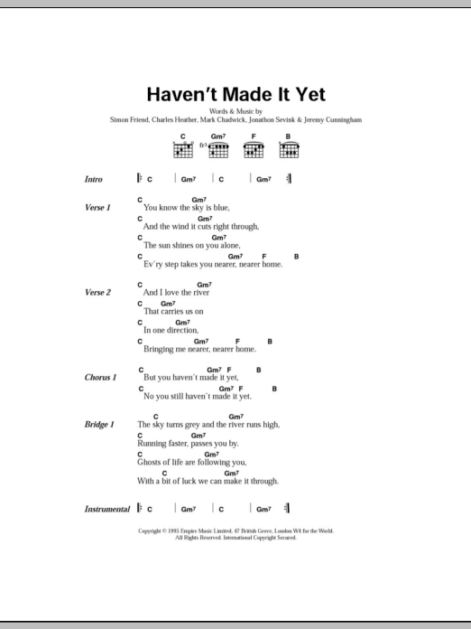 The Levellers Haven't Made It Yet sheet music notes and chords arranged for Guitar Chords/Lyrics