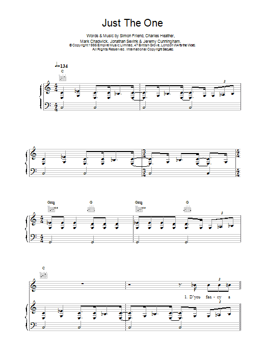 The Levellers Just The One sheet music notes and chords arranged for Piano, Vocal & Guitar Chords