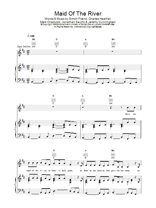 The Levellers Maid Of The River sheet music notes and chords arranged for Piano, Vocal & Guitar Chords