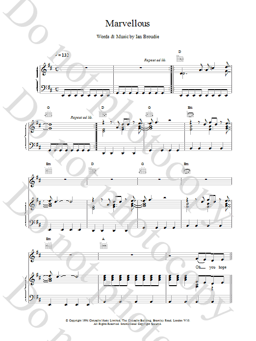 The Lightning Seeds Marvellous sheet music notes and chords arranged for Flute Solo