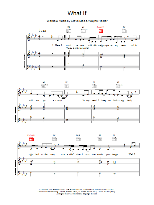 The Lightning Seeds What If... sheet music notes and chords arranged for Piano, Vocal & Guitar Chords