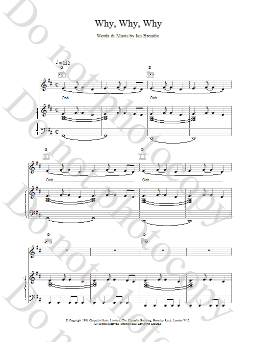 The Lightning Seeds Why, Why, Why sheet music notes and chords arranged for Piano, Vocal & Guitar Chords