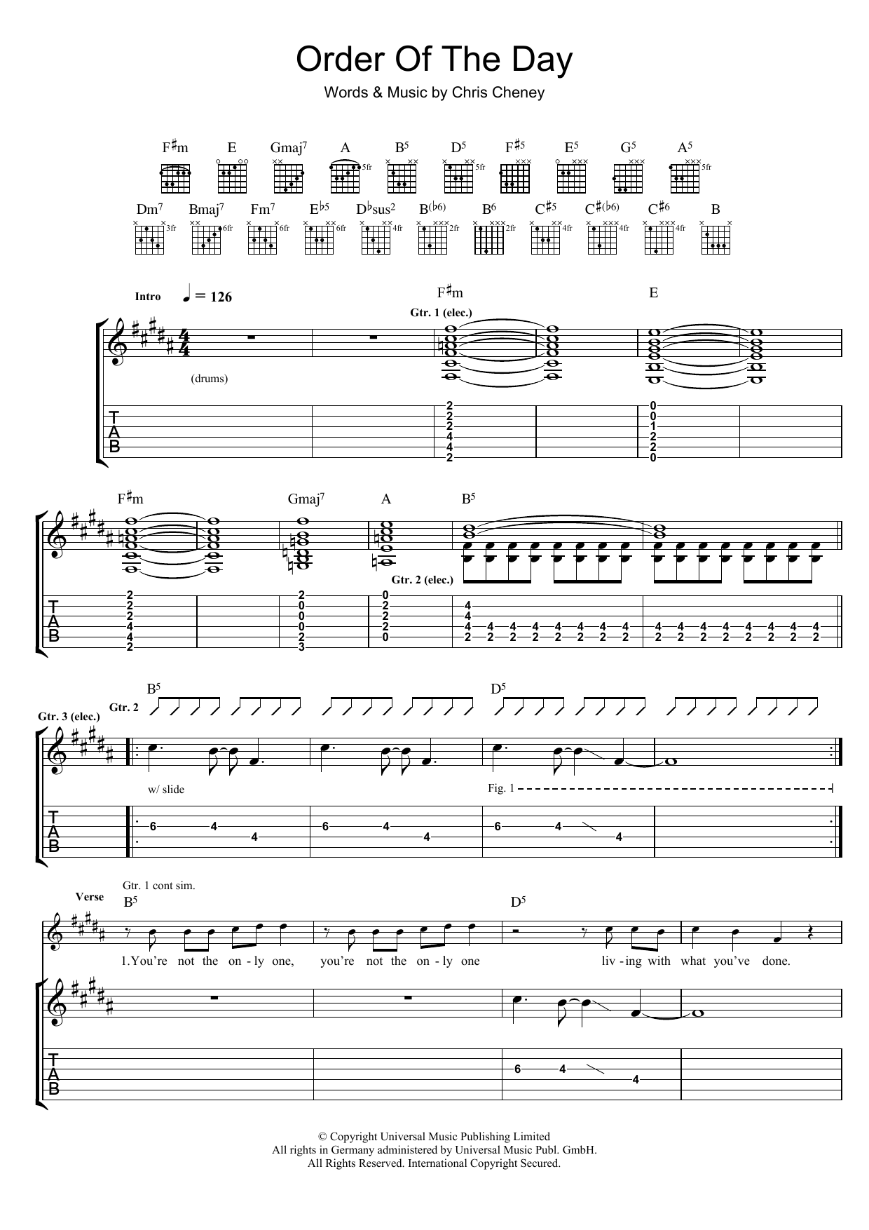 The Living End Order Of The Day sheet music notes and chords arranged for Guitar Tab