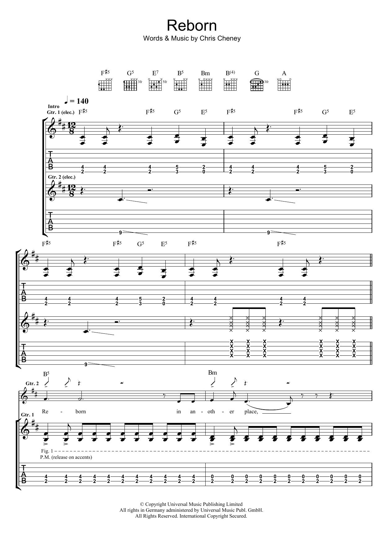The Living End Reborn sheet music notes and chords arranged for Guitar Tab