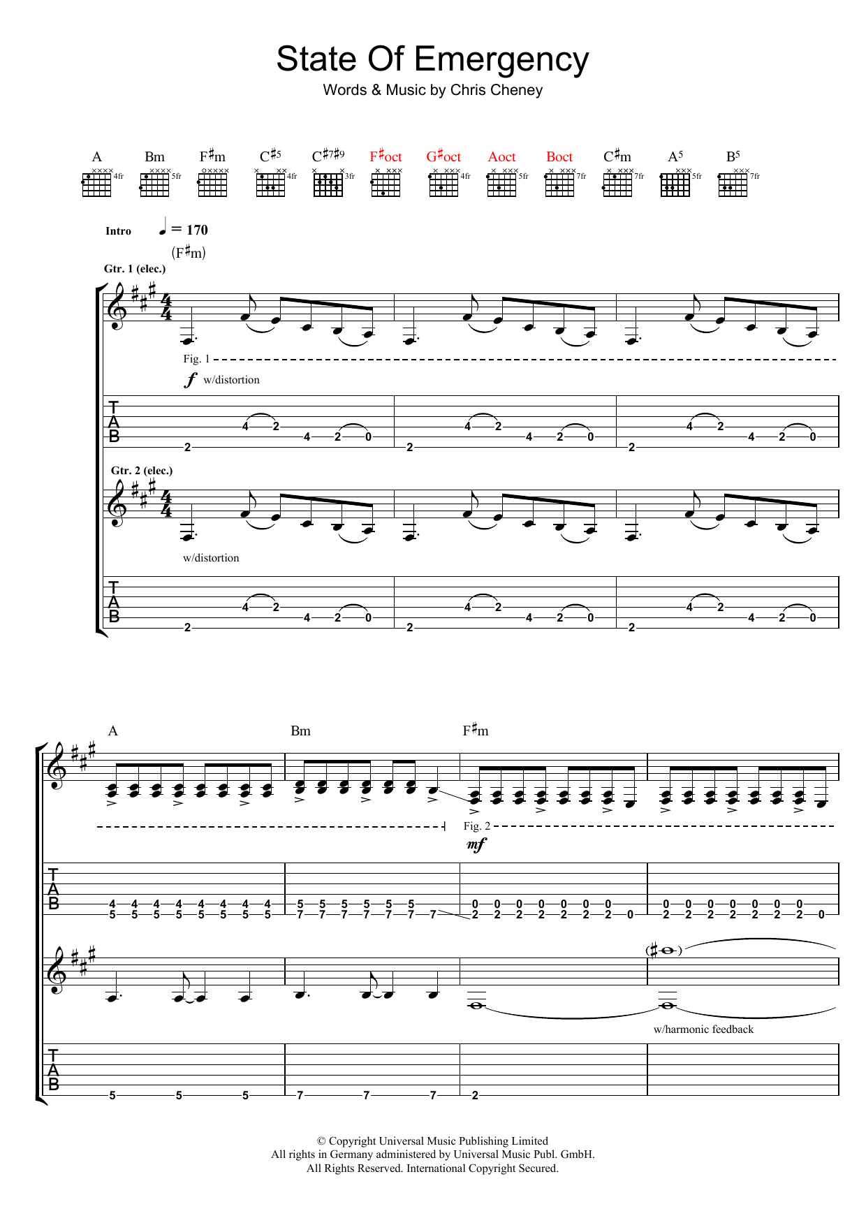 The Living End State Of Emergency sheet music notes and chords arranged for Guitar Tab