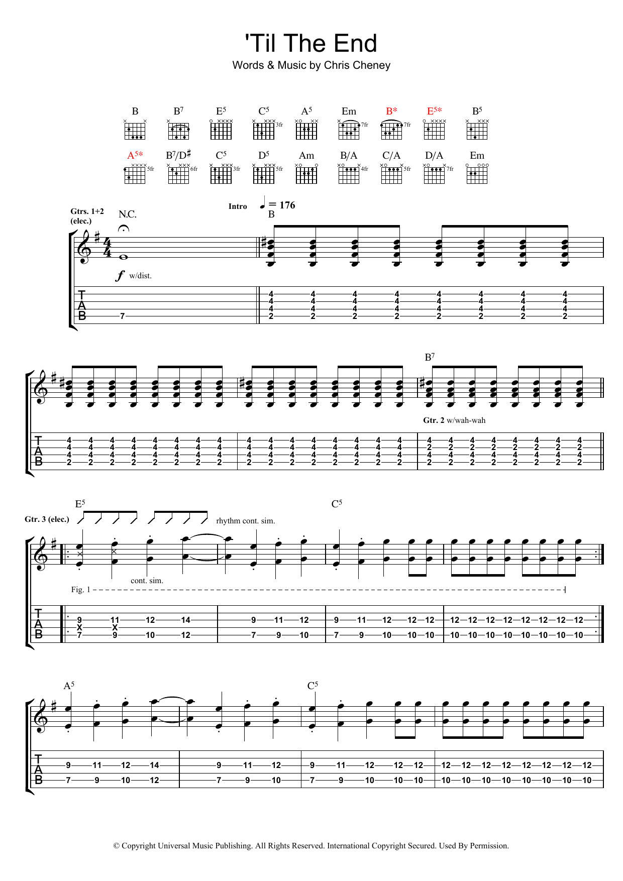 The Living End 'Til The End sheet music notes and chords arranged for Guitar Tab
