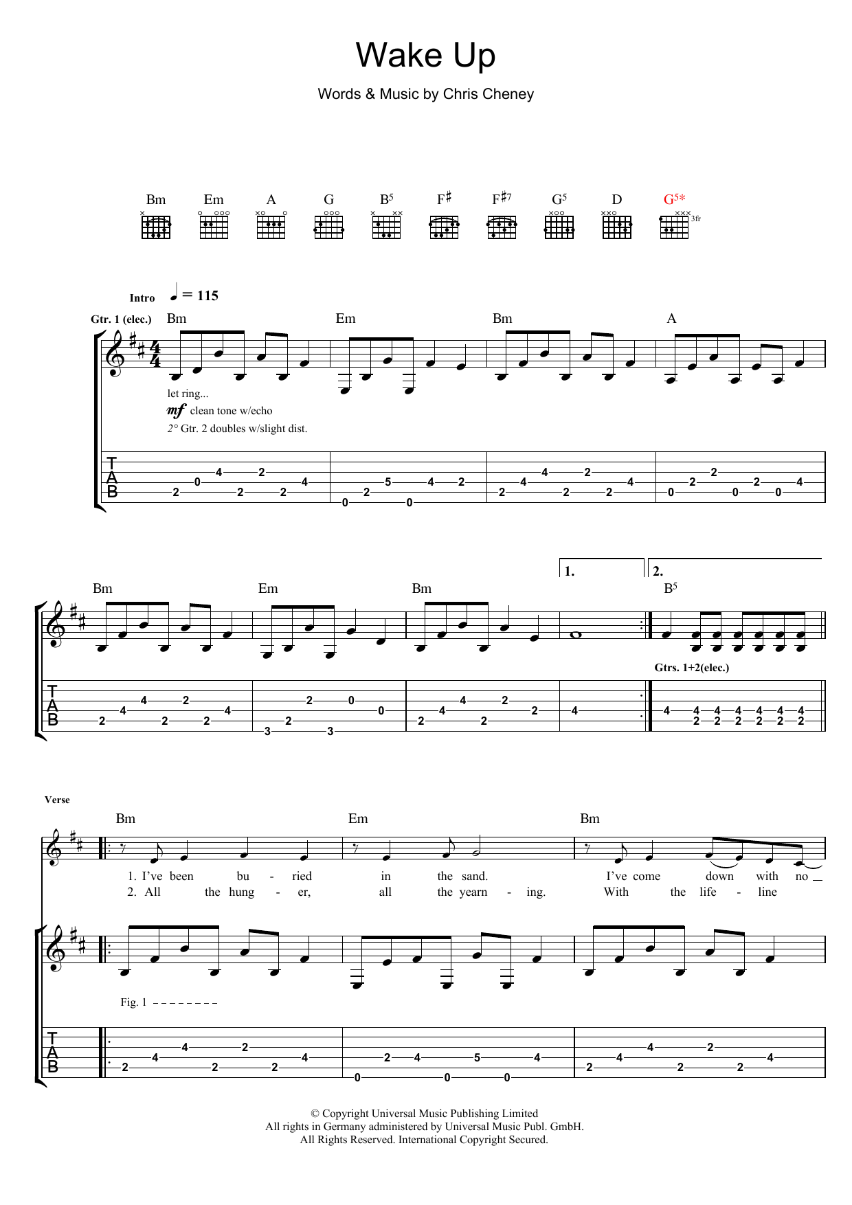 The Living End Wake Up sheet music notes and chords arranged for Guitar Tab