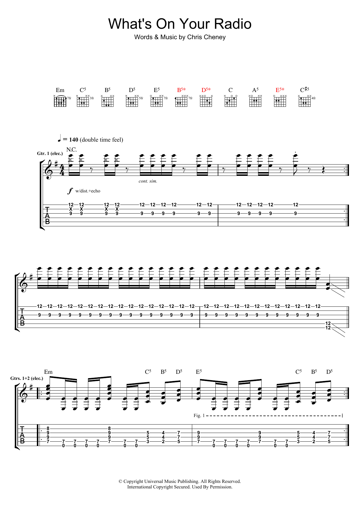The Living End What's On Your Radio sheet music notes and chords arranged for Guitar Tab