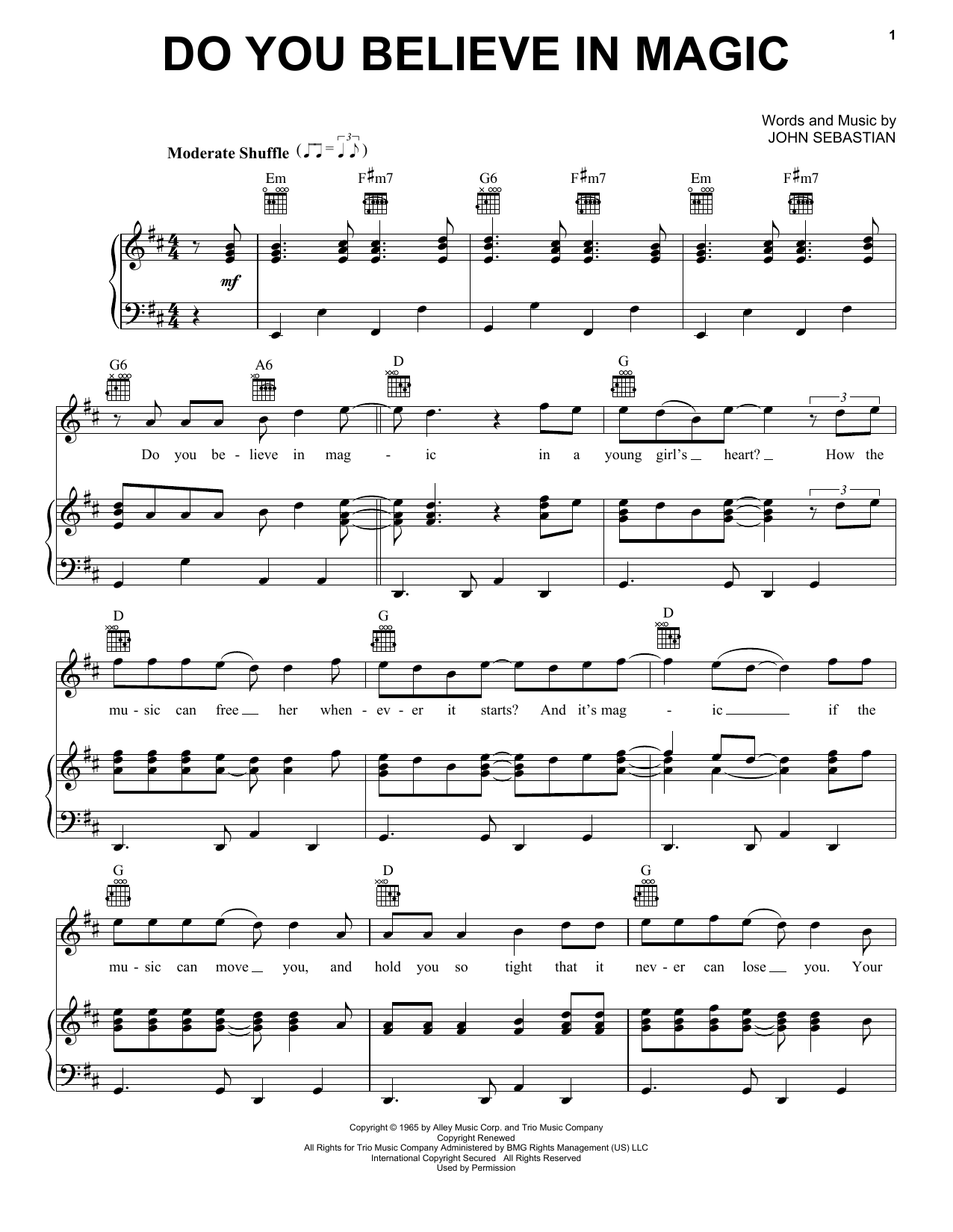 The Lovin' Spoonful Do You Believe In Magic sheet music notes and chords arranged for Guitar Tab