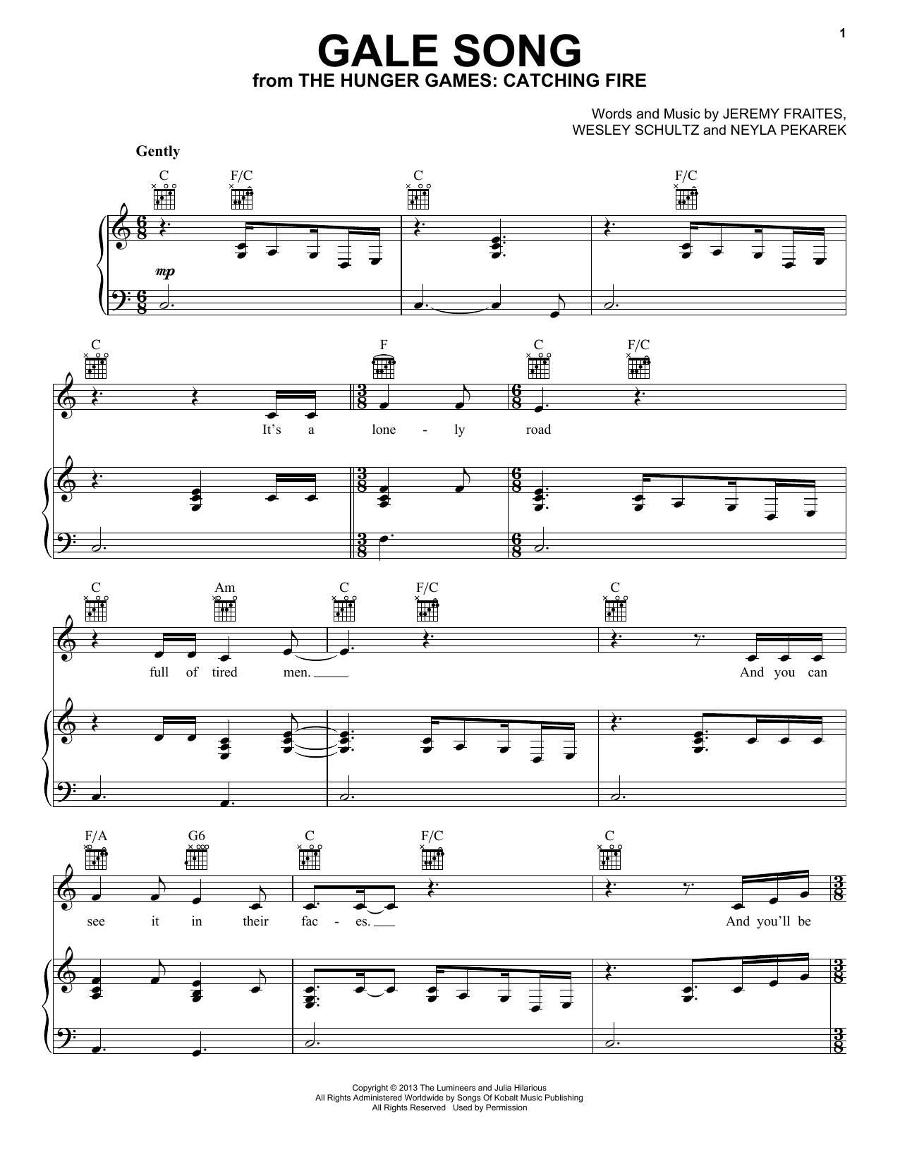 The Lumineers Gale Song sheet music notes and chords arranged for Ukulele
