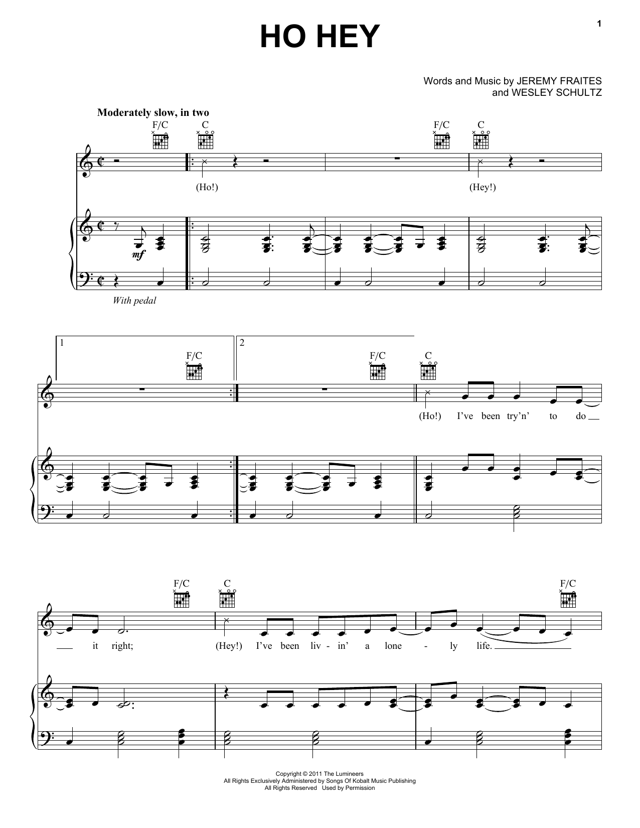 The Lumineers Ho Hey sheet music notes and chords arranged for Easy Guitar
