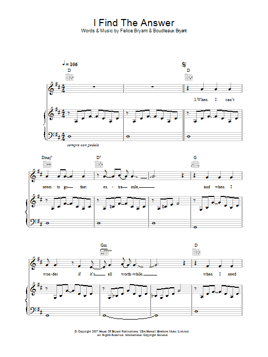 The MacDonald Brothers I Find The Answer sheet music notes and chords arranged for Piano, Vocal & Guitar Chords