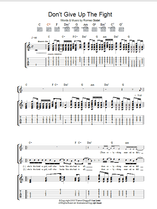 The Magic Numbers Don't Give Up The Fight sheet music notes and chords arranged for Guitar Tab