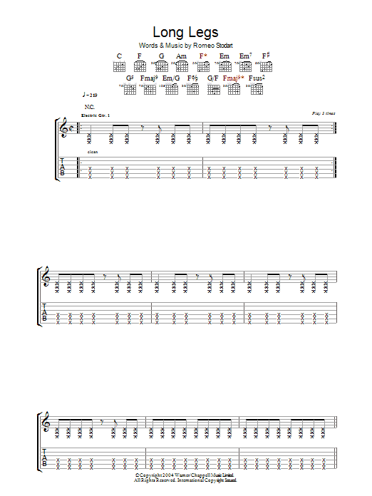 The Magic Numbers Long Legs sheet music notes and chords arranged for Guitar Tab