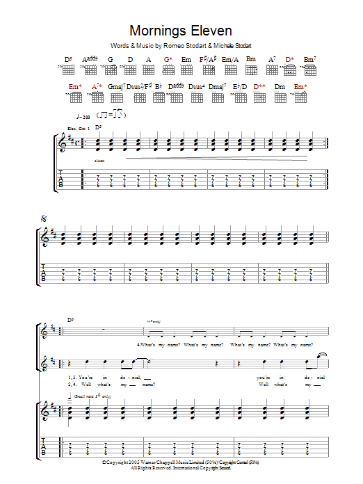 The Magic Numbers Mornings Eleven sheet music notes and chords arranged for Guitar Tab