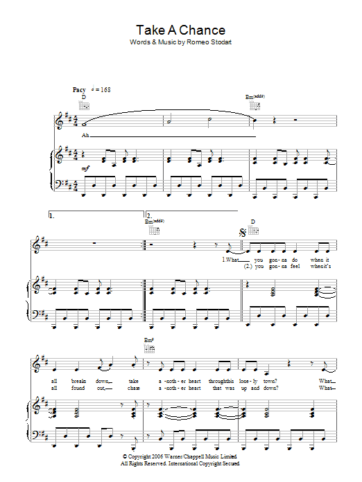 The Magic Numbers Take A Chance sheet music notes and chords arranged for Piano, Vocal & Guitar Chords