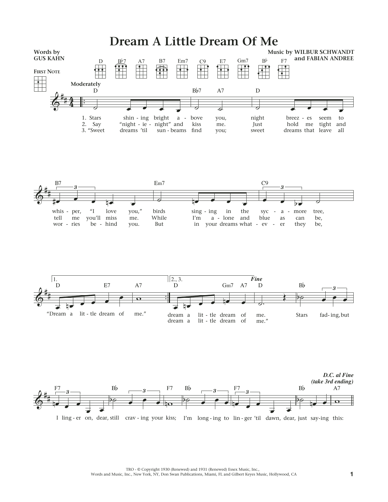 The Mamas & The Papas Dream A Little Dream Of Me (from The Daily Ukulele) (arr. Liz and Jim Beloff) sheet music notes and chords arranged for Ukulele