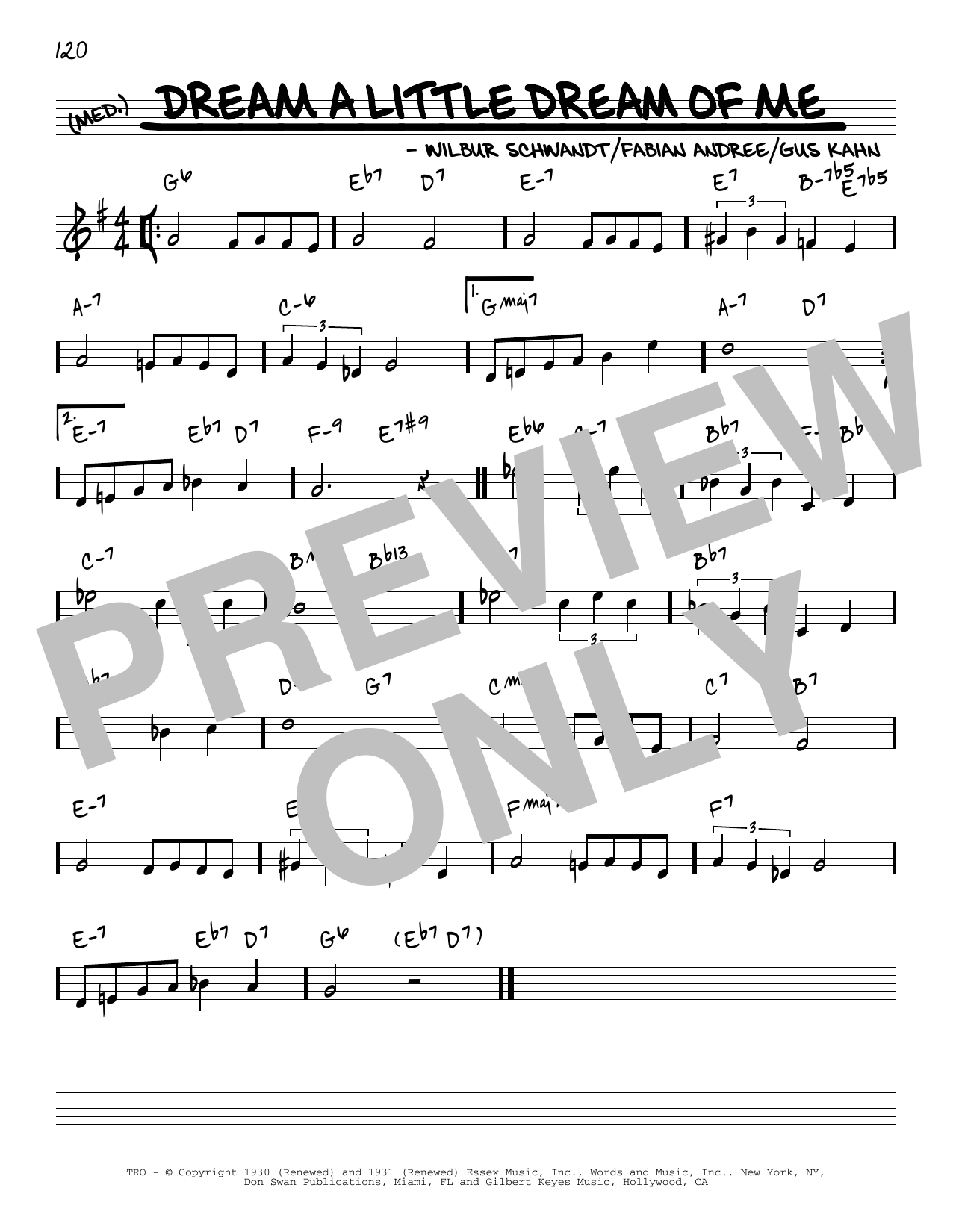 The Mamas & The Papas Dream A Little Dream Of Me [Reharmonized version] (arr. Jack Grassel) sheet music notes and chords arranged for Real Book – Melody & Chords
