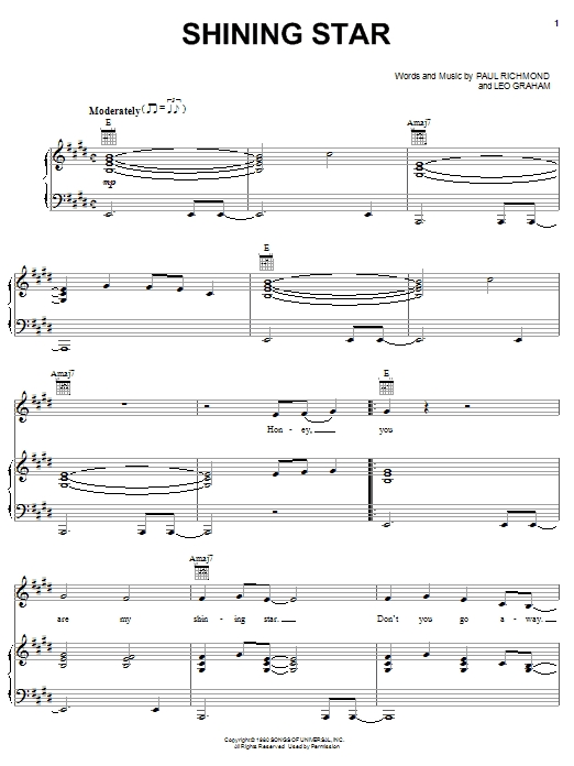 The Manhattans Shining Star sheet music notes and chords arranged for Piano, Vocal & Guitar Chords (Right-Hand Melody)