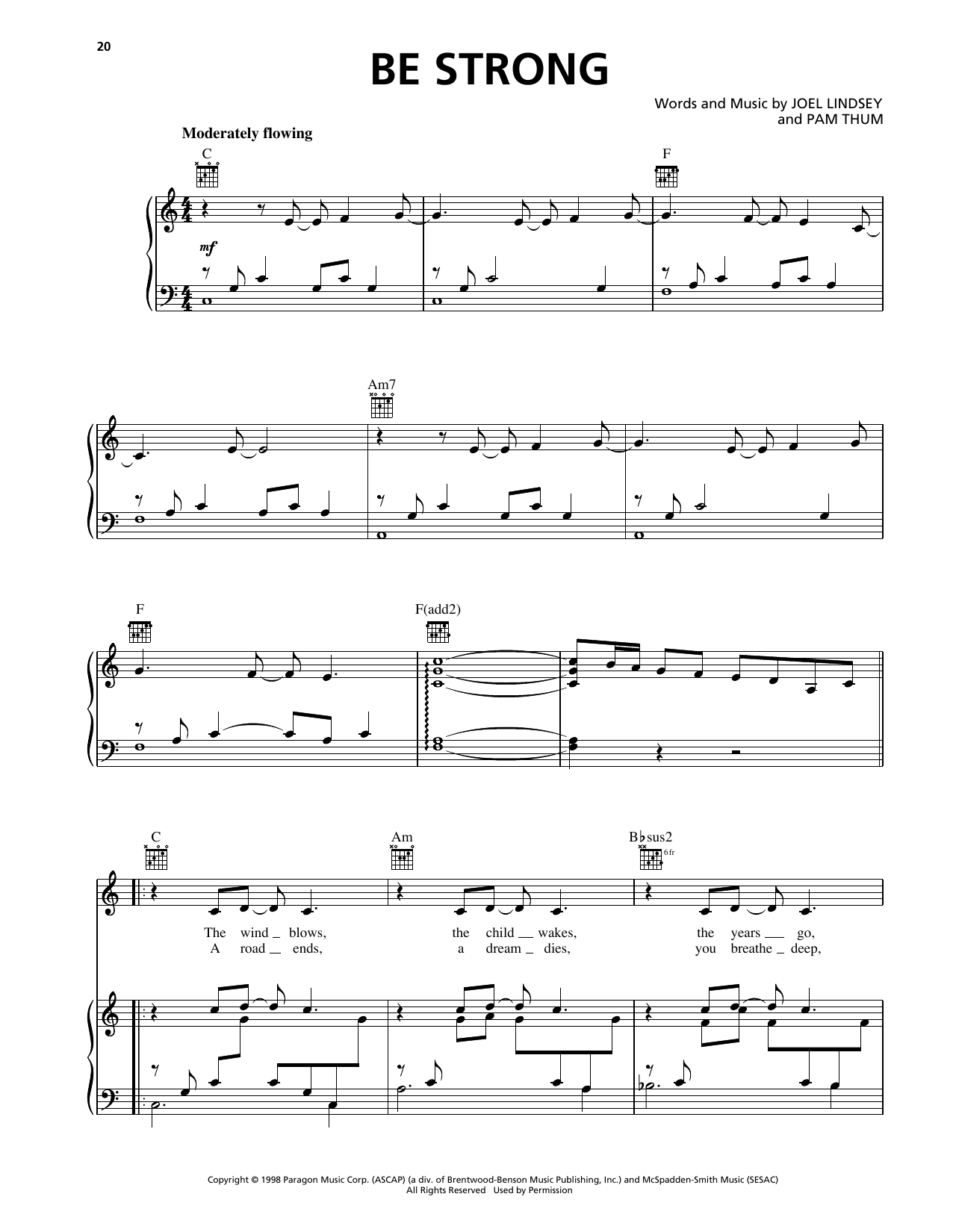 The Martins Be Strong sheet music notes and chords arranged for Piano, Vocal & Guitar Chords (Right-Hand Melody)