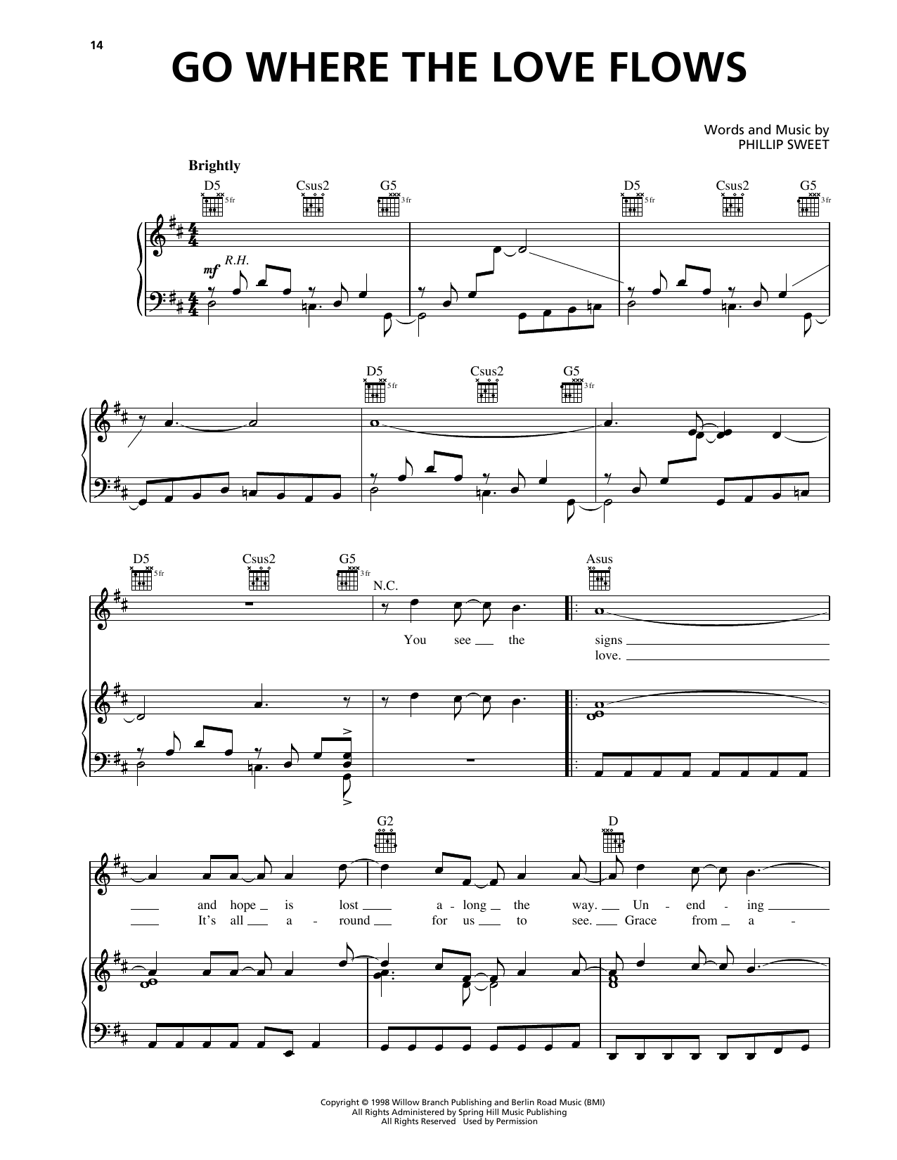 The Martins Go Where The Love Flows sheet music notes and chords arranged for Piano, Vocal & Guitar Chords (Right-Hand Melody)