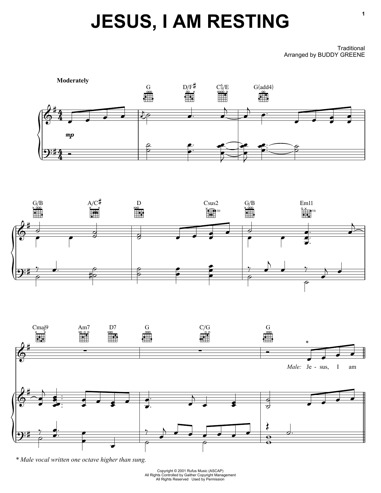 The Martins Jesus, I Am Resting sheet music notes and chords arranged for Piano, Vocal & Guitar Chords (Right-Hand Melody)