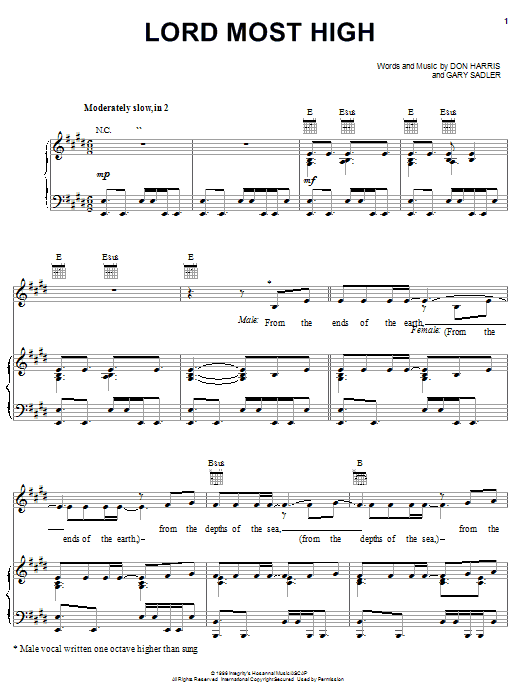 The Martins Lord Most High sheet music notes and chords arranged for Piano, Vocal & Guitar Chords (Right-Hand Melody)