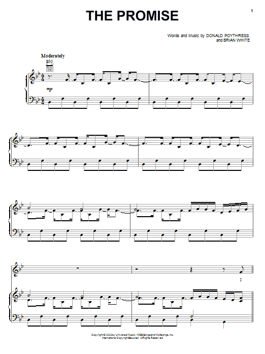 The Martins The Promise sheet music notes and chords arranged for Piano, Vocal & Guitar Chords (Right-Hand Melody)