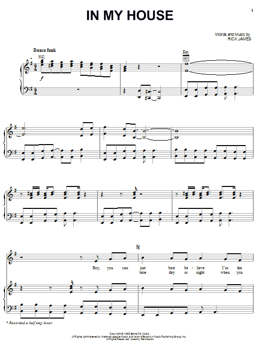 The Mary Jane Girls In My House sheet music notes and chords arranged for Piano, Vocal & Guitar Chords (Right-Hand Melody)