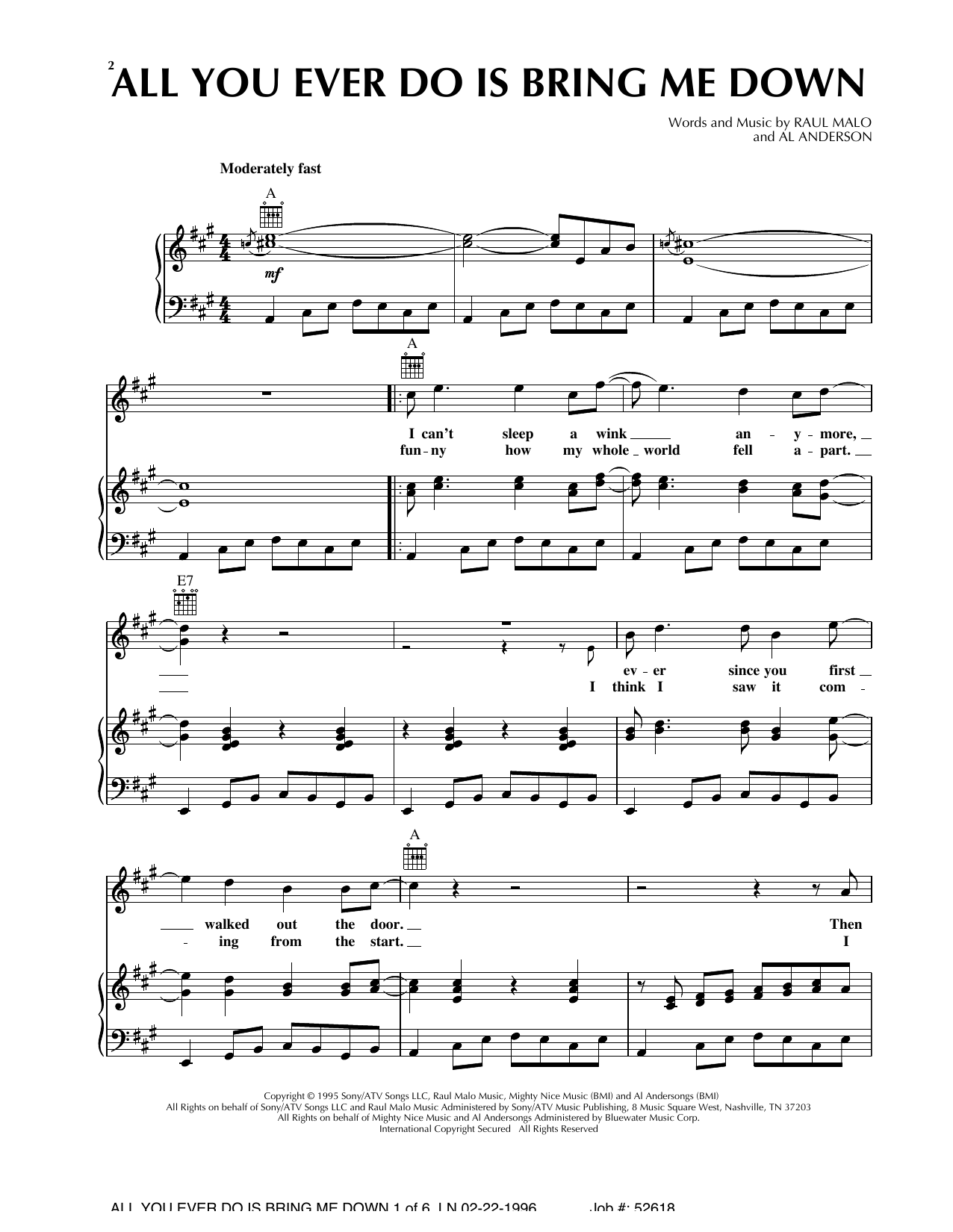 The Mavericks All You Ever Do Is Bring Me Down (feat. Flaco Jimenez) sheet music notes and chords arranged for Piano, Vocal & Guitar Chords (Right-Hand Melody)