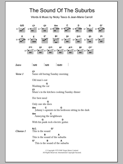 The Members The Sound Of The Suburbs sheet music notes and chords arranged for Guitar Chords/Lyrics