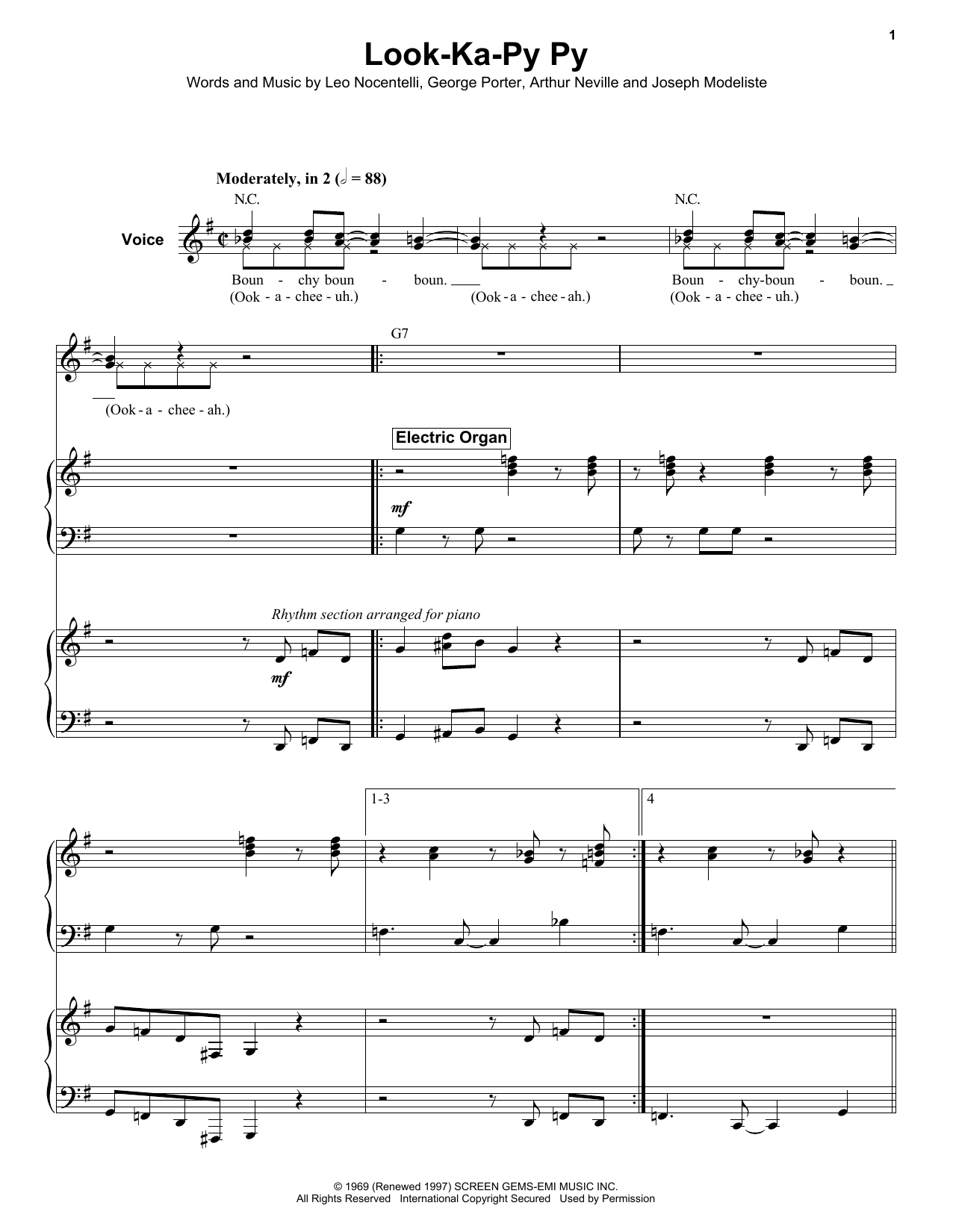The Meters Look-Ka Py Py sheet music notes and chords arranged for Guitar Tab