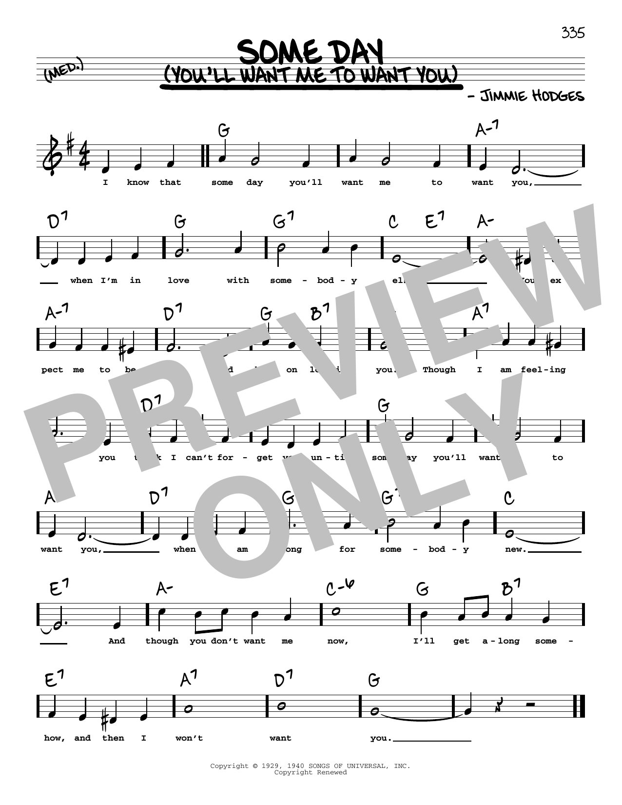 The Mills Brothers Some Day (You'll Want Me To Want You) (High Voice) sheet music notes and chords arranged for Real Book – Melody, Lyrics & Chords