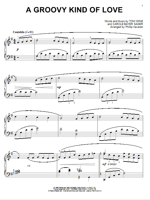 The Mindbenders A Groovy Kind Of Love (arr. Phillip Keveren) sheet music notes and chords arranged for Piano Solo