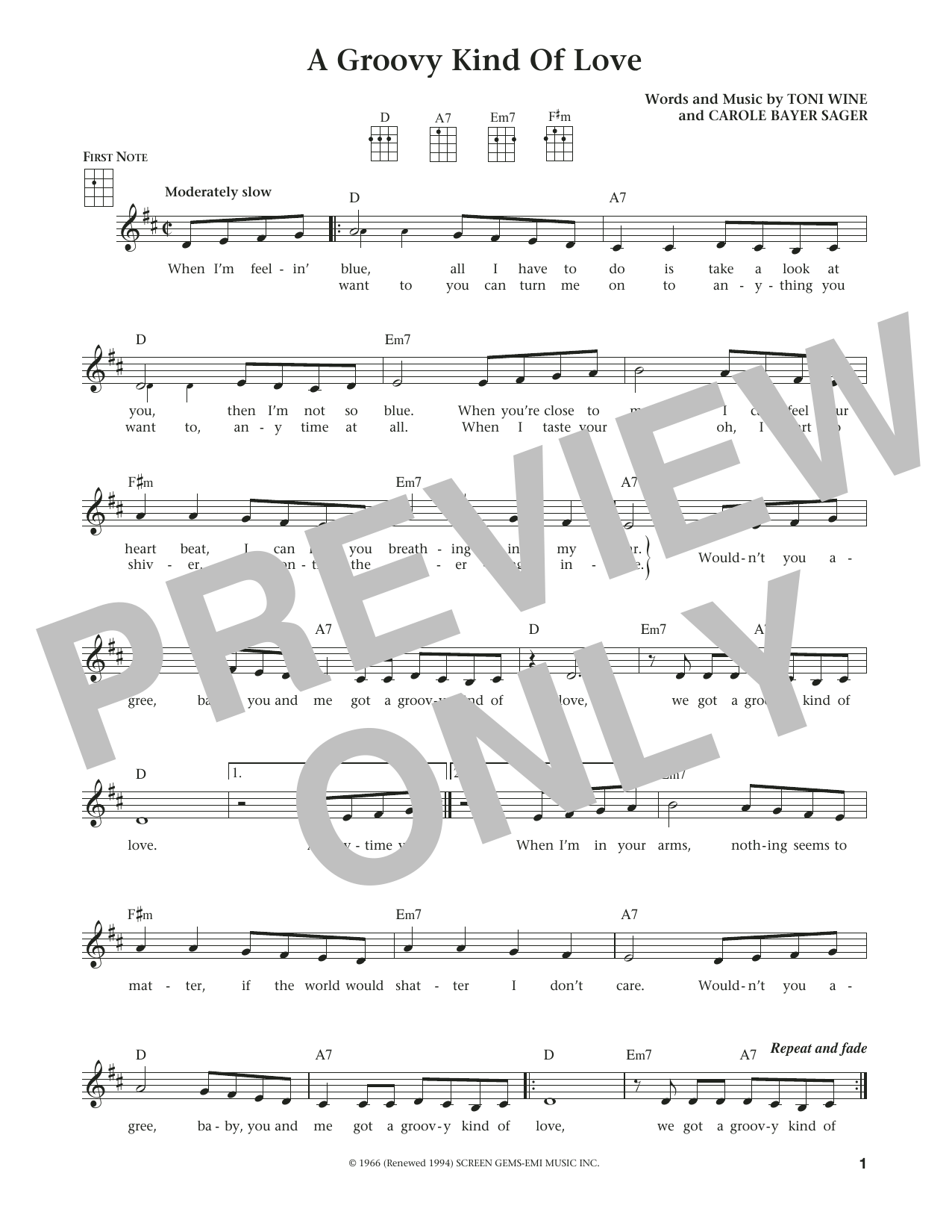 The Mindbenders A Groovy Kind Of Love (from The Daily Ukulele) (arr. Liz and Jim Beloff) sheet music notes and chords arranged for Ukulele
