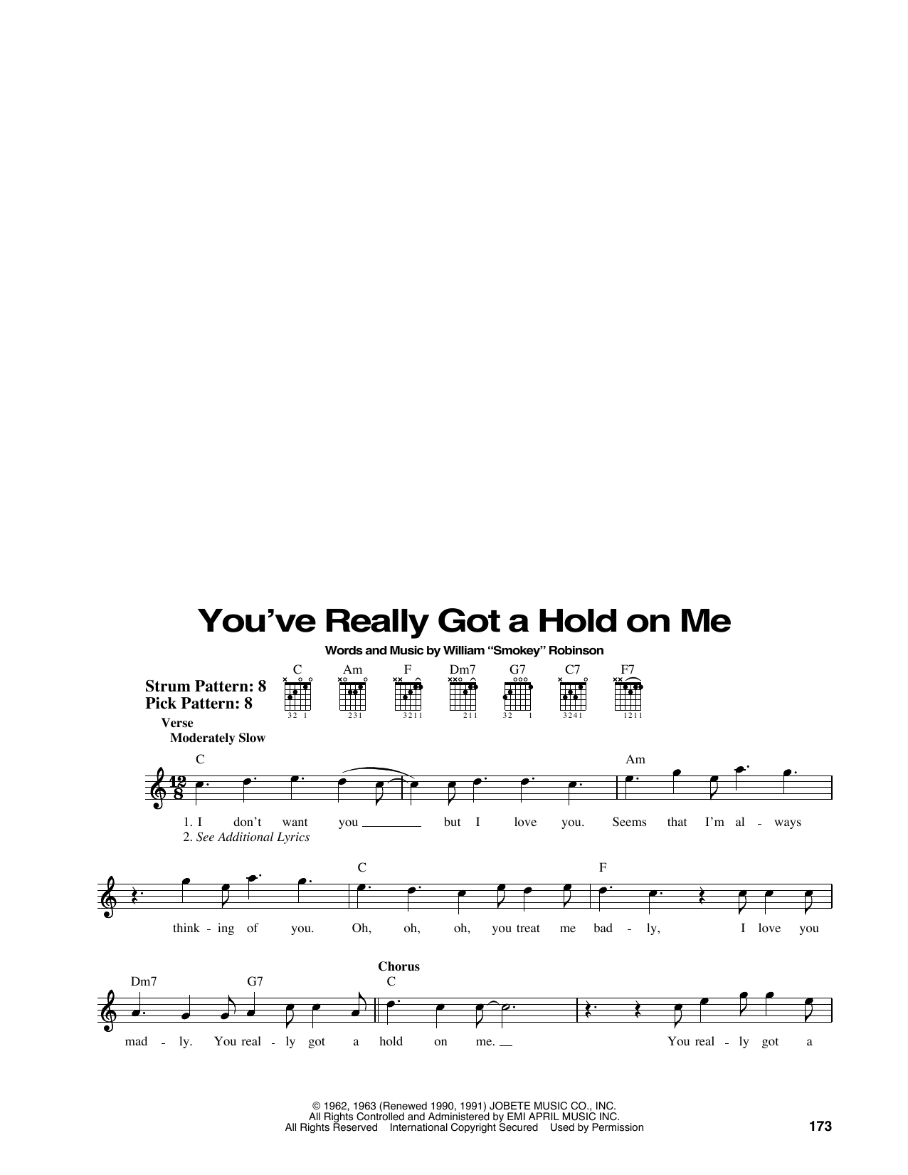 The Miracles You've Really Got A Hold On Me sheet music notes and chords arranged for Easy Guitar