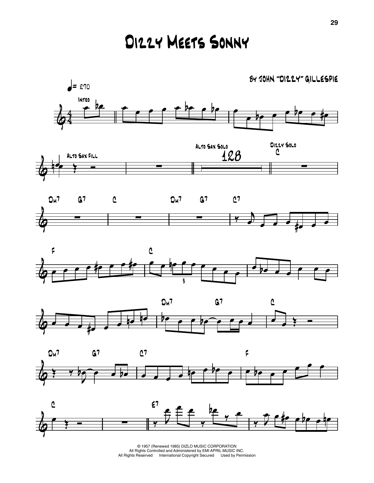 The Modern Jazz Sextet Dizzy Meets Sonny sheet music notes and chords arranged for Trumpet Transcription