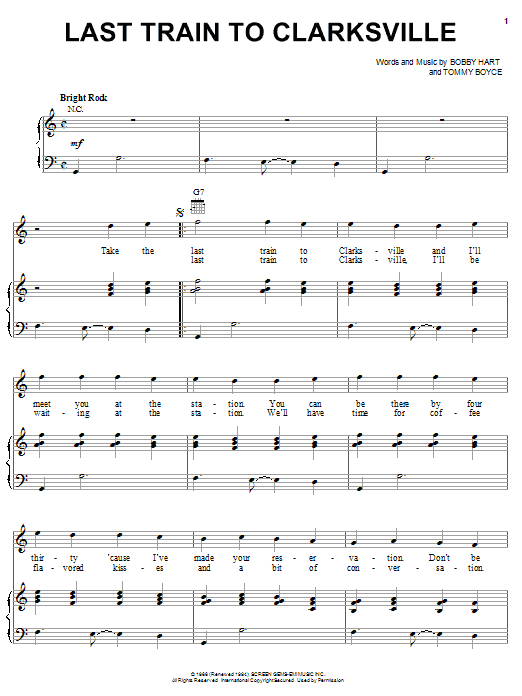 The Monkees Last Train To Clarksville sheet music notes and chords arranged for Solo Guitar