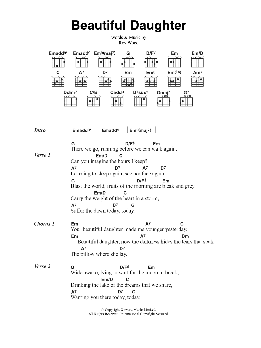 The Move Beautiful Daughter sheet music notes and chords arranged for Guitar Chords/Lyrics