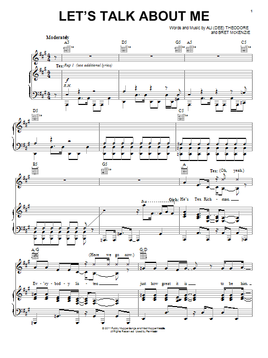 The Muppets Let's Talk About Me sheet music notes and chords arranged for Piano, Vocal & Guitar Chords (Right-Hand Melody)