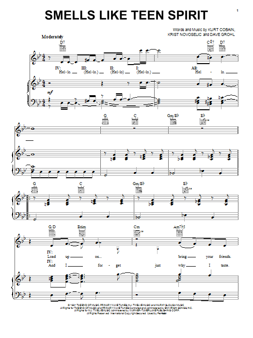 The Muppets Smells Like Teen Spirit sheet music notes and chords arranged for Piano, Vocal & Guitar Chords (Right-Hand Melody)