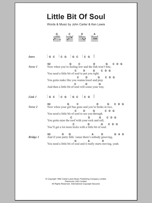 The Music Explosion Little Bit Of Soul sheet music notes and chords arranged for Guitar Chords/Lyrics