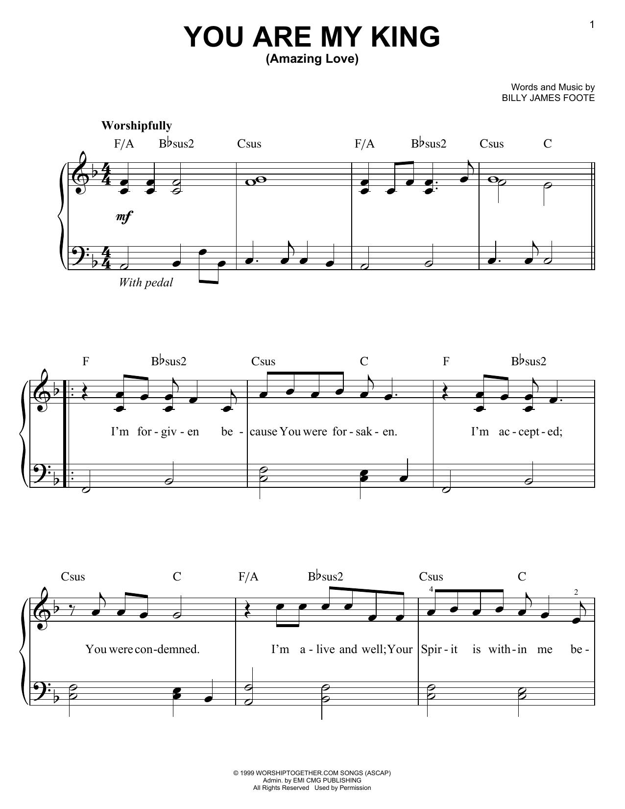 Newsboys You Are My King (Amazing Love) sheet music notes and chords arranged for Easy Guitar