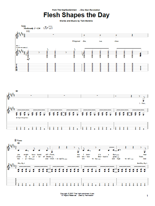 The Nightwatchman Flesh Shapes The Day sheet music notes and chords arranged for Guitar Tab
