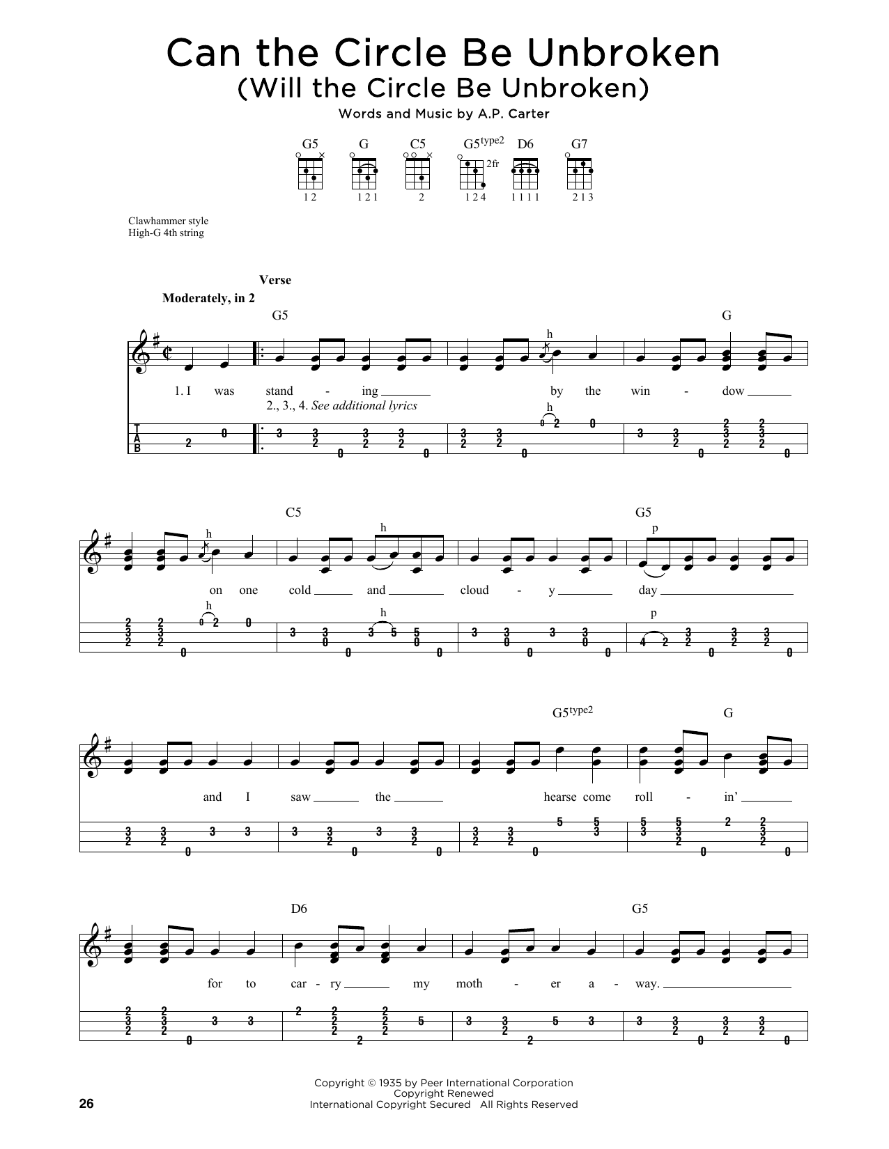 The Nitty Gritty Dirt Band Can The Circle Be Unbroken (Will The Circle Be Unbroken) (arr. Jim Schustedt) sheet music notes and chords arranged for Ukulele