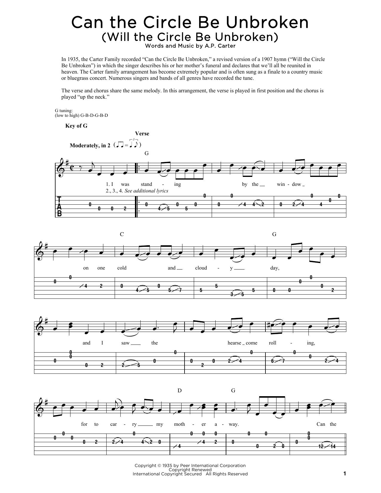 The Nitty Gritty Dirt Band Can The Circle Be Unbroken (Will The Circle Be Unbroken) sheet music notes and chords arranged for Dobro