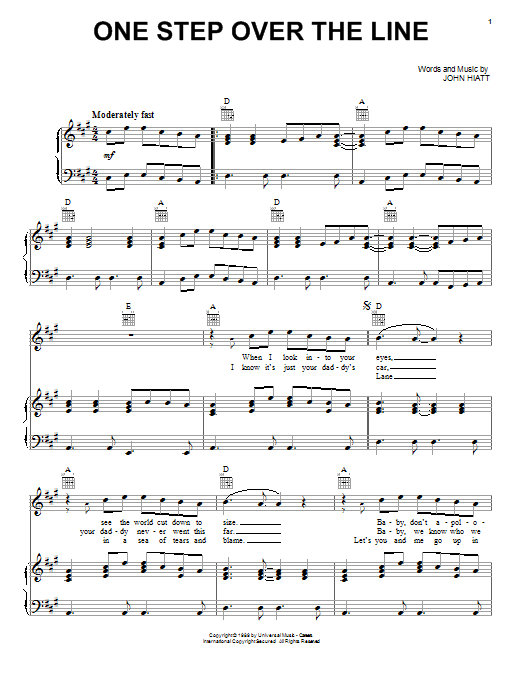 The Nitty Gritty Dirt Band One Step Over The Line sheet music notes and chords arranged for Piano, Vocal & Guitar Chords (Right-Hand Melody)