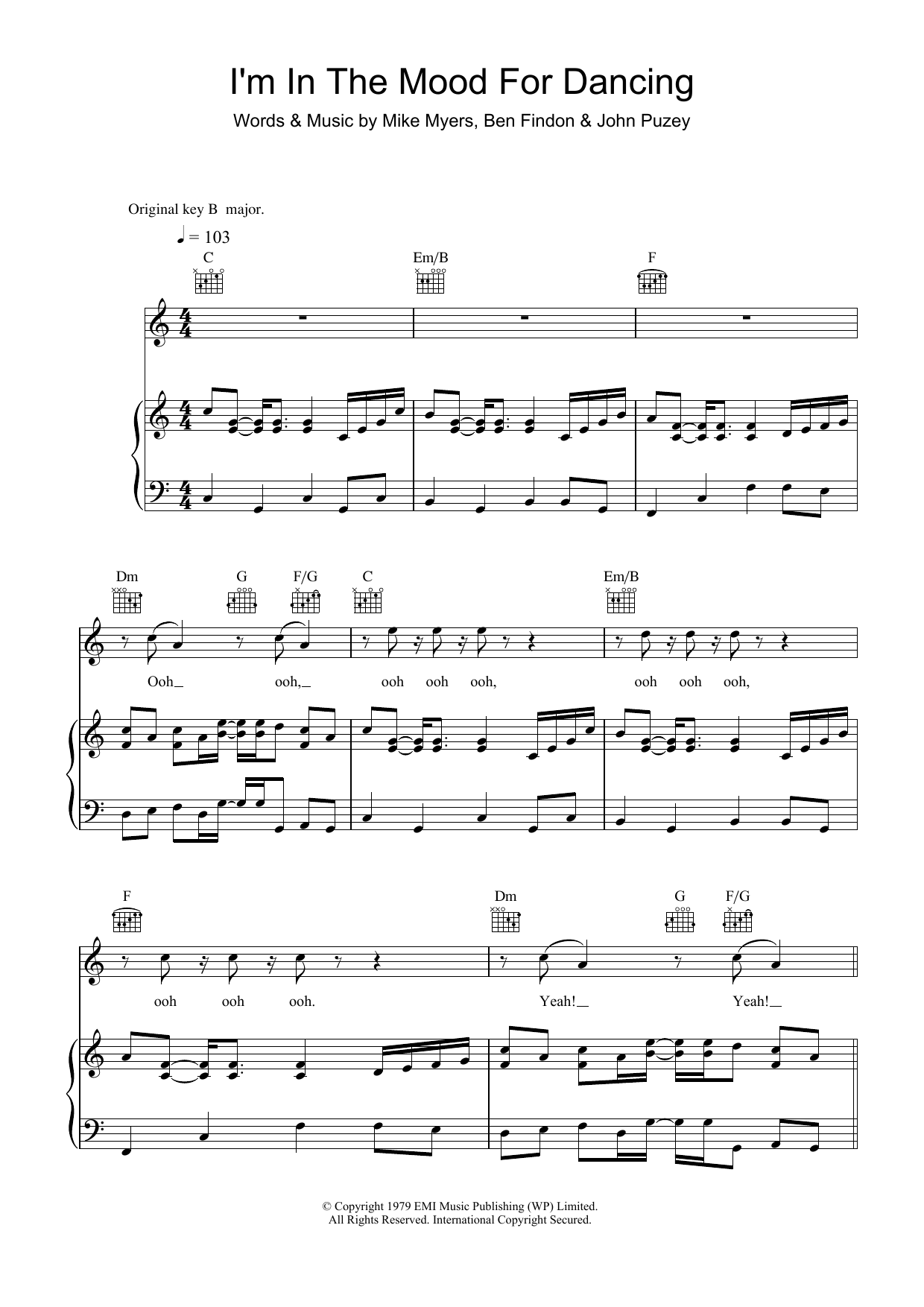 The Nolans I'm In The Mood For Dancing sheet music notes and chords arranged for Piano, Vocal & Guitar Chords