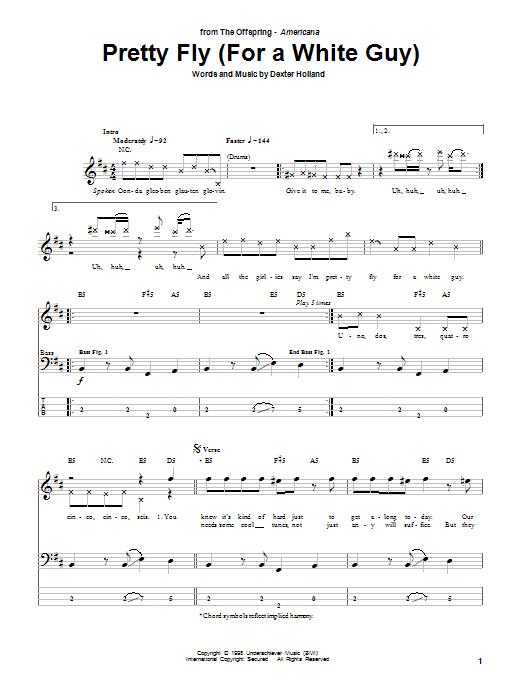 The Offspring Pretty Fly (For A White Guy) sheet music notes and chords arranged for Guitar Lead Sheet